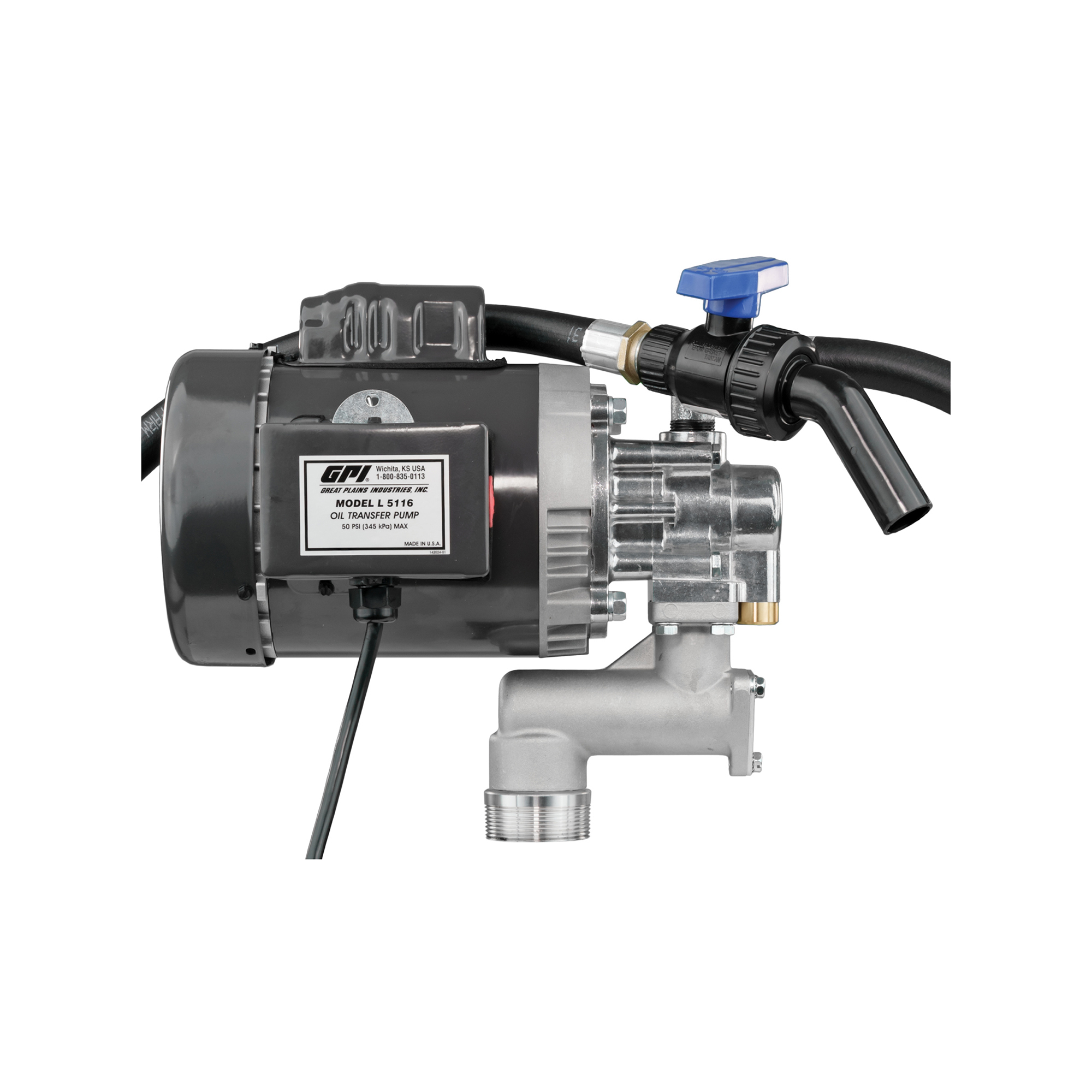GPI Heavy-Duty Oil Transfer Pump — 16 QPM, 115V, Cast Aluminum, Model# L5116